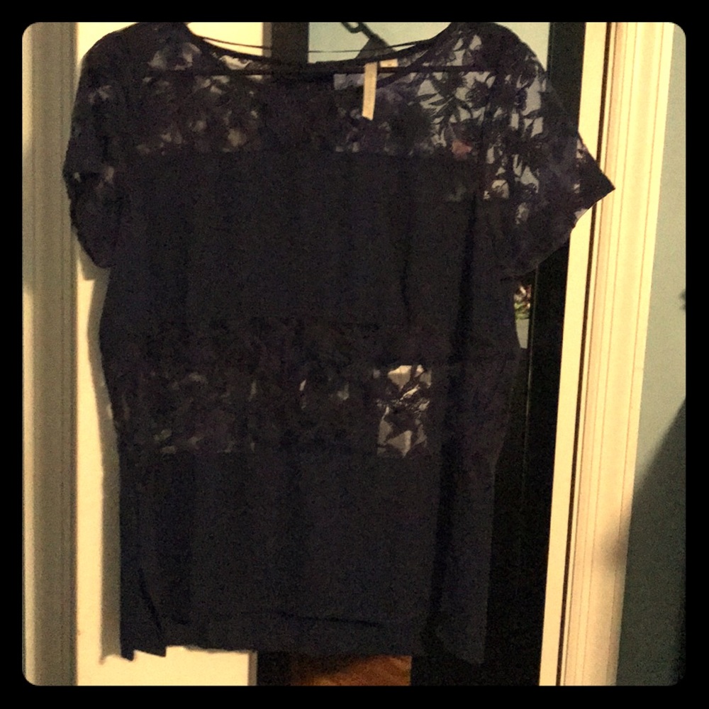 Sheer navy floral top